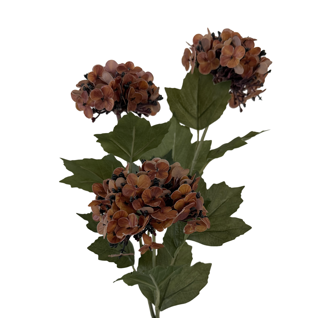 Hydrangea Petal Cluster Spray — Terracotta Brown