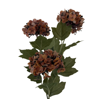 Hydrangea Petal Cluster Spray — Terracotta Brown